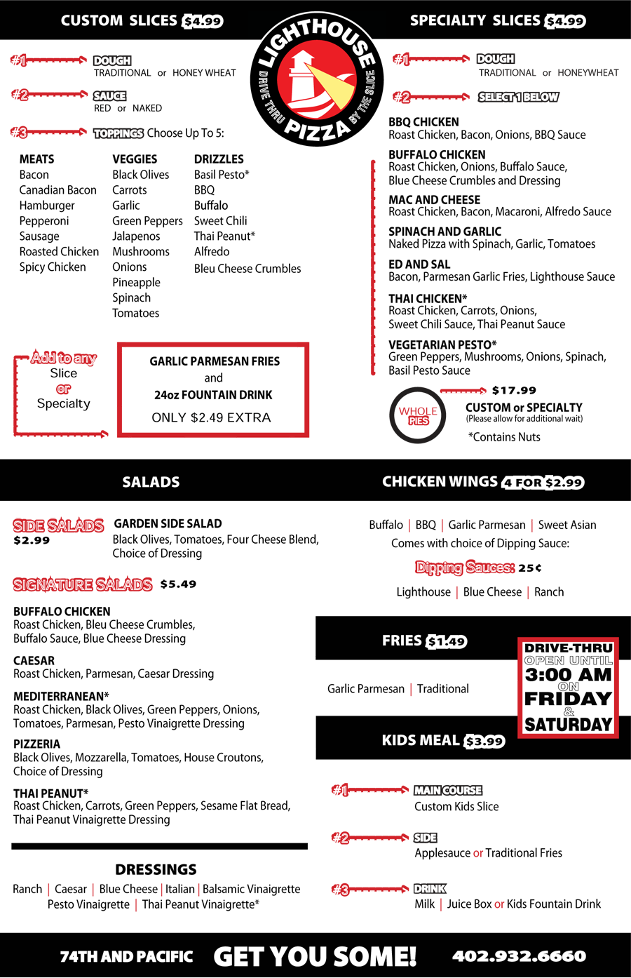 Lighthouse Pizza Menu